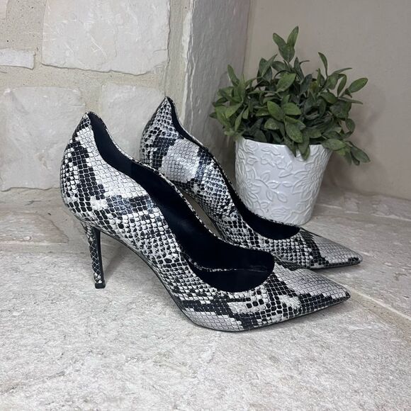 Aldo Snakeprint Pointed Toe scalloped Heels sz 11 - Picture 2 of 9
